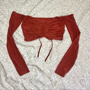 Rust Long Sleeve Crop Top